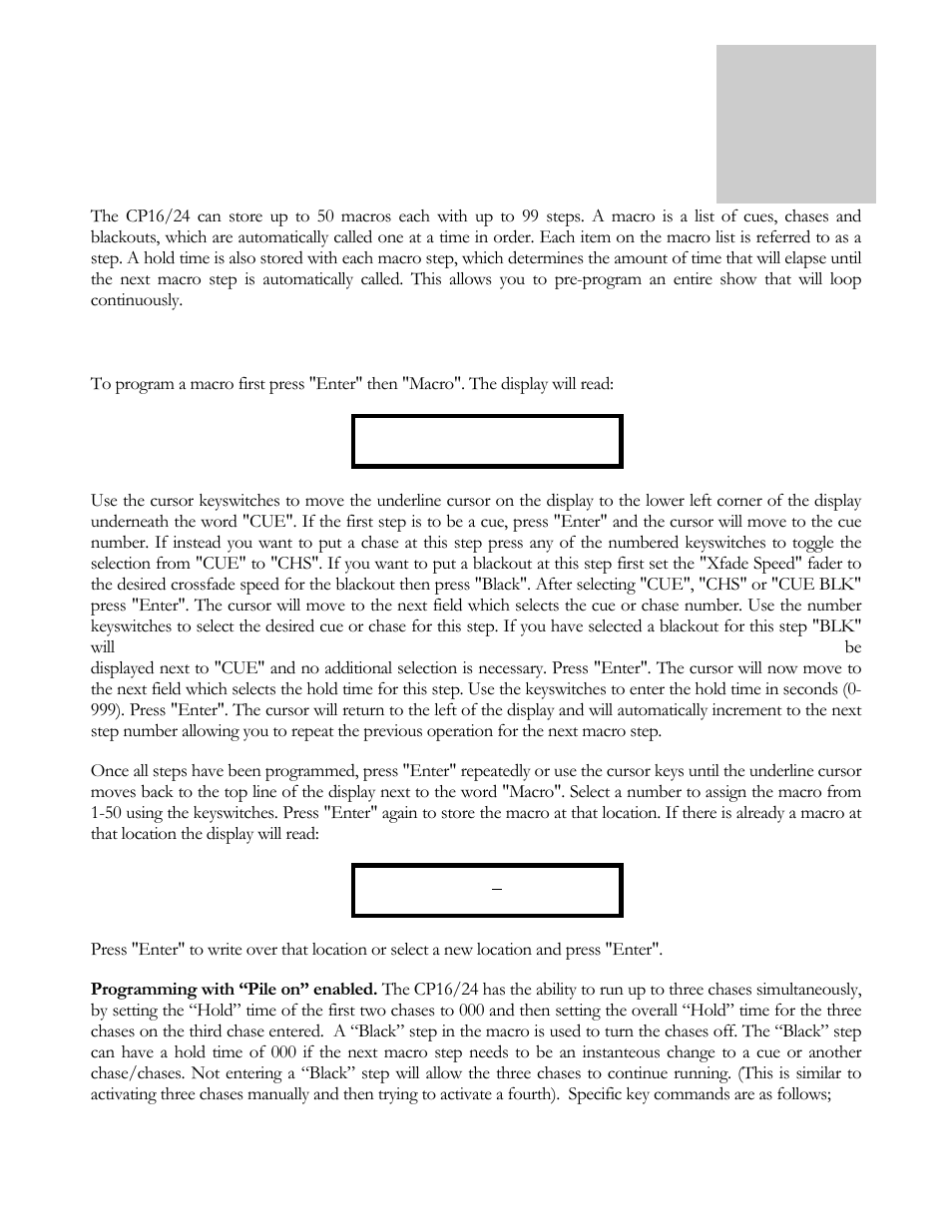 Macros | elektraLite CP16/24 User Manual | Page 15 / 32