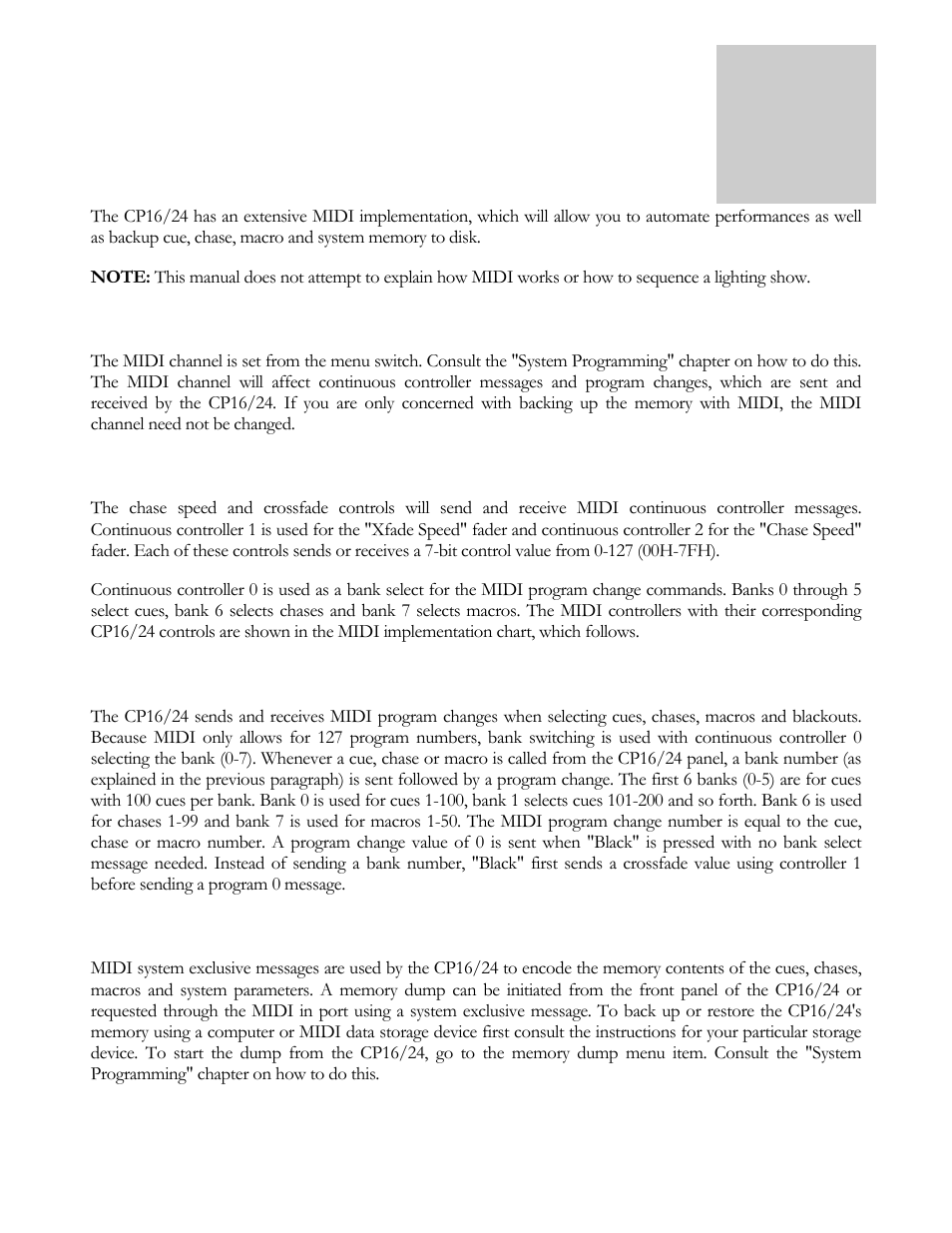 Midi | elektraLite CP16/24 User Manual | Page 24 / 32