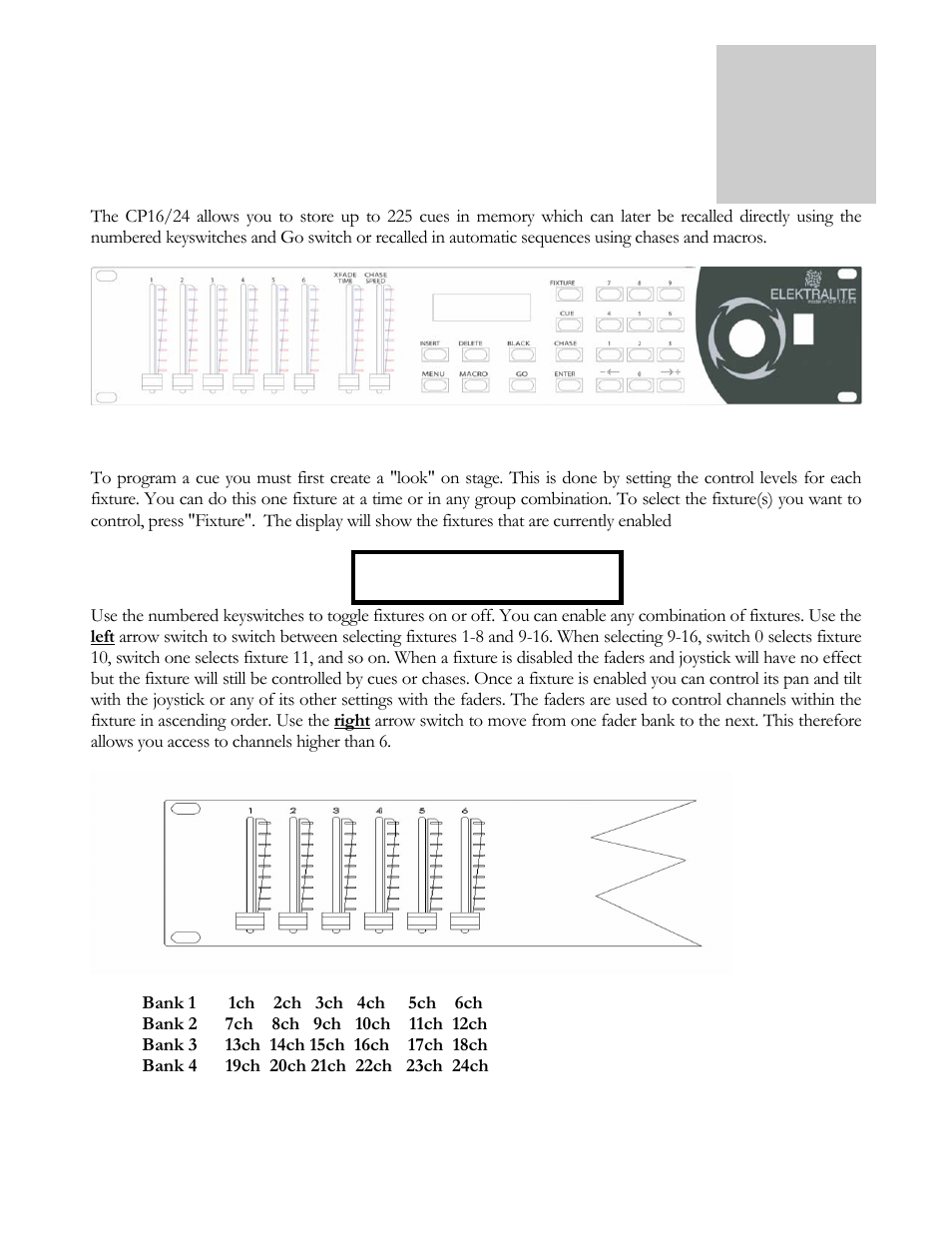 Cues | elektraLite CP16/24 User Manual | Page 6 / 32
