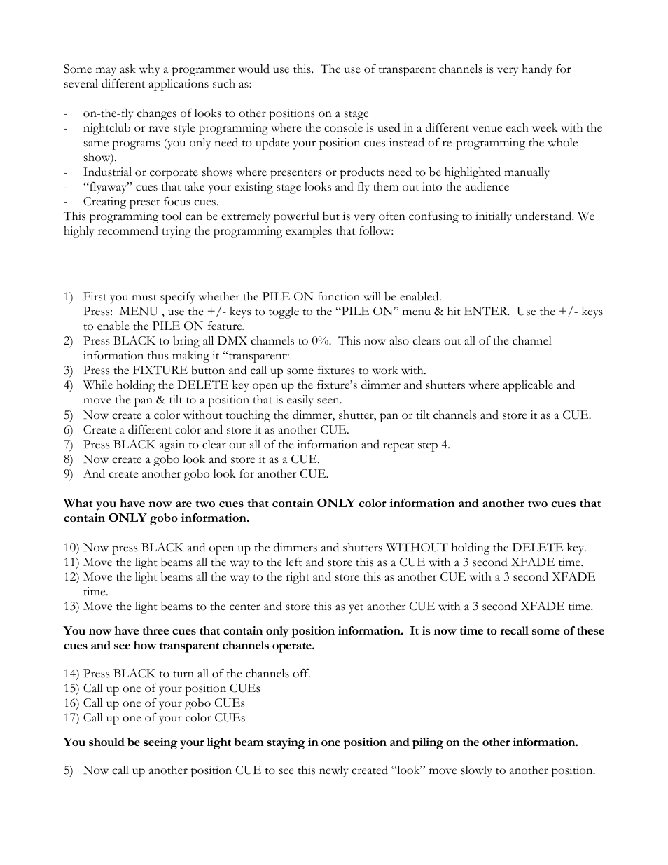 Examples of “pile on” programming | elektraLite CP16/24 User Manual | Page 9 / 32