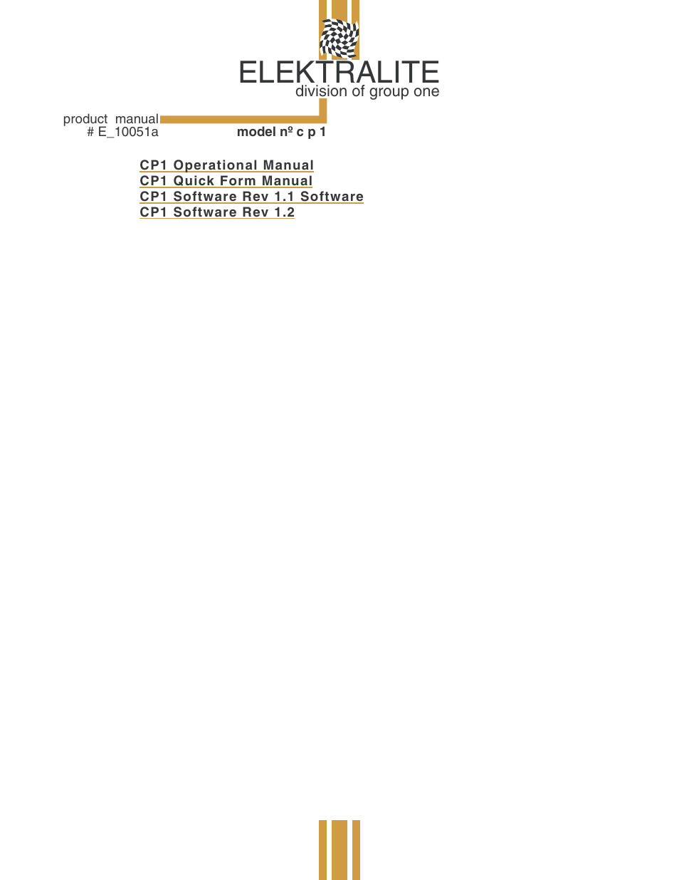 elektraLite CP1 User Manual | 25 pages