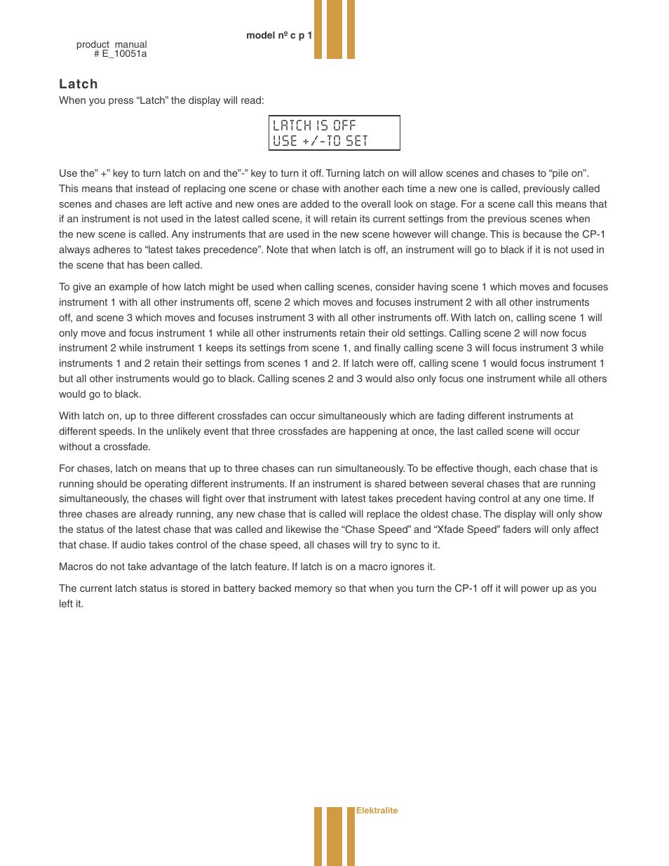 Latch | elektraLite CP1 User Manual | Page 14 / 25