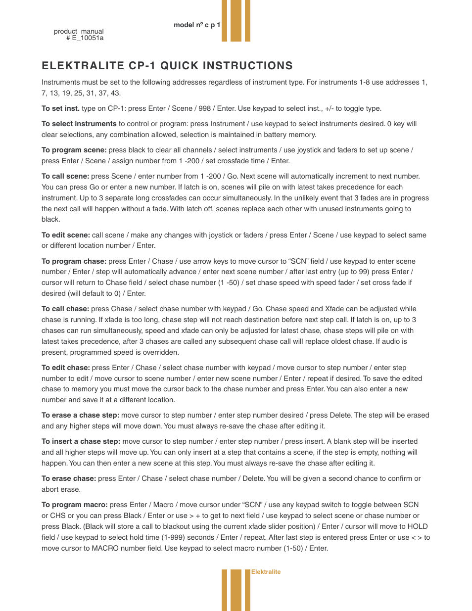 Elektralite cp-1 quick instructions | elektraLite CP1 User Manual | Page 22 / 25
