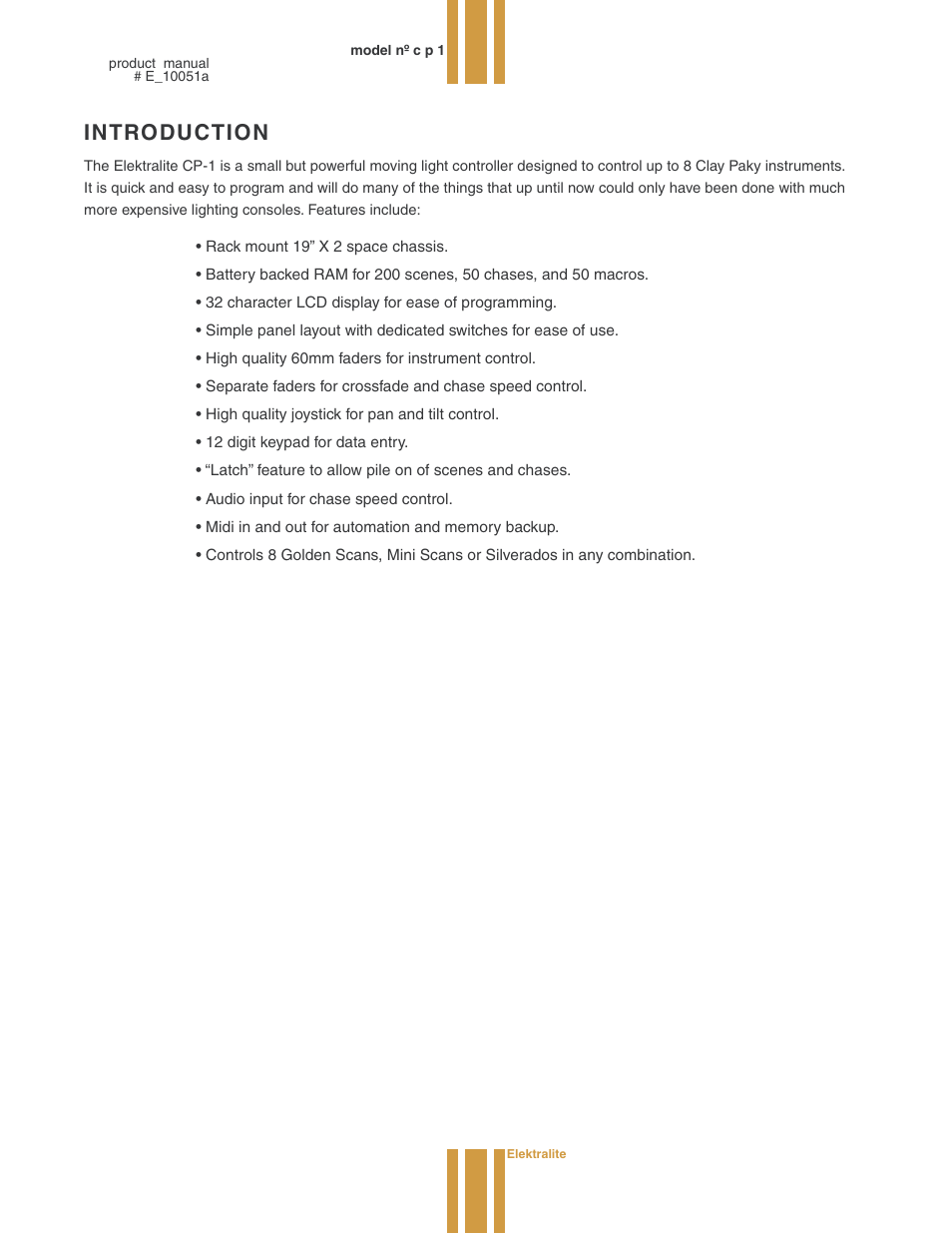 Introduction | elektraLite CP1 User Manual | Page 3 / 25