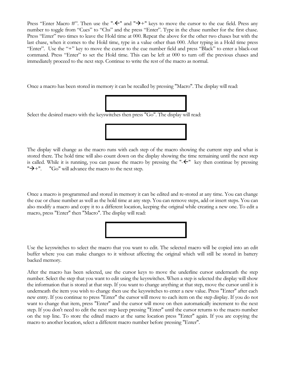 Recalling macros, Editing macros | elektraLite CP20 User Manual | Page 21 / 55