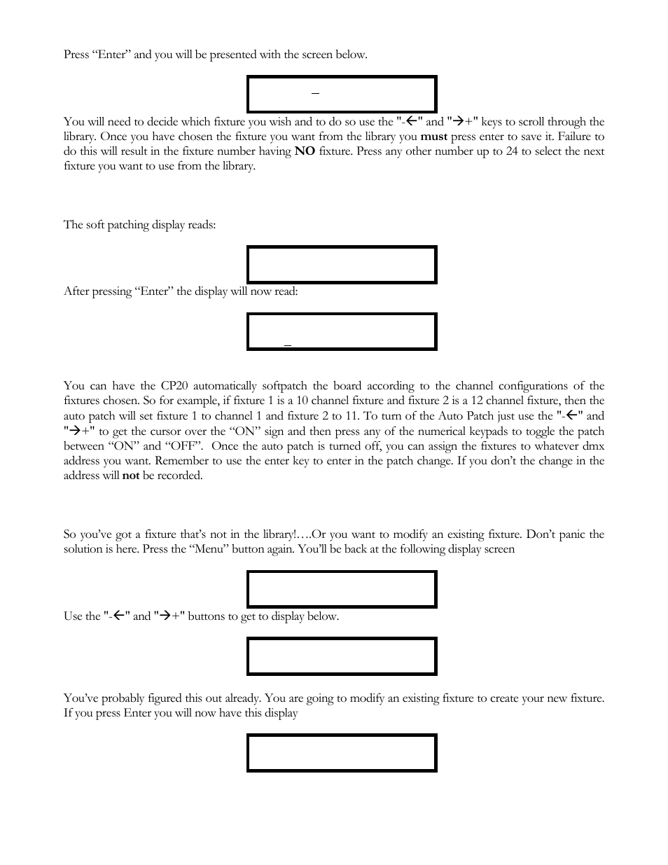 Soft patching, Customizing (modifying) a fixture | elektraLite CP20 User Manual | Page 33 / 55