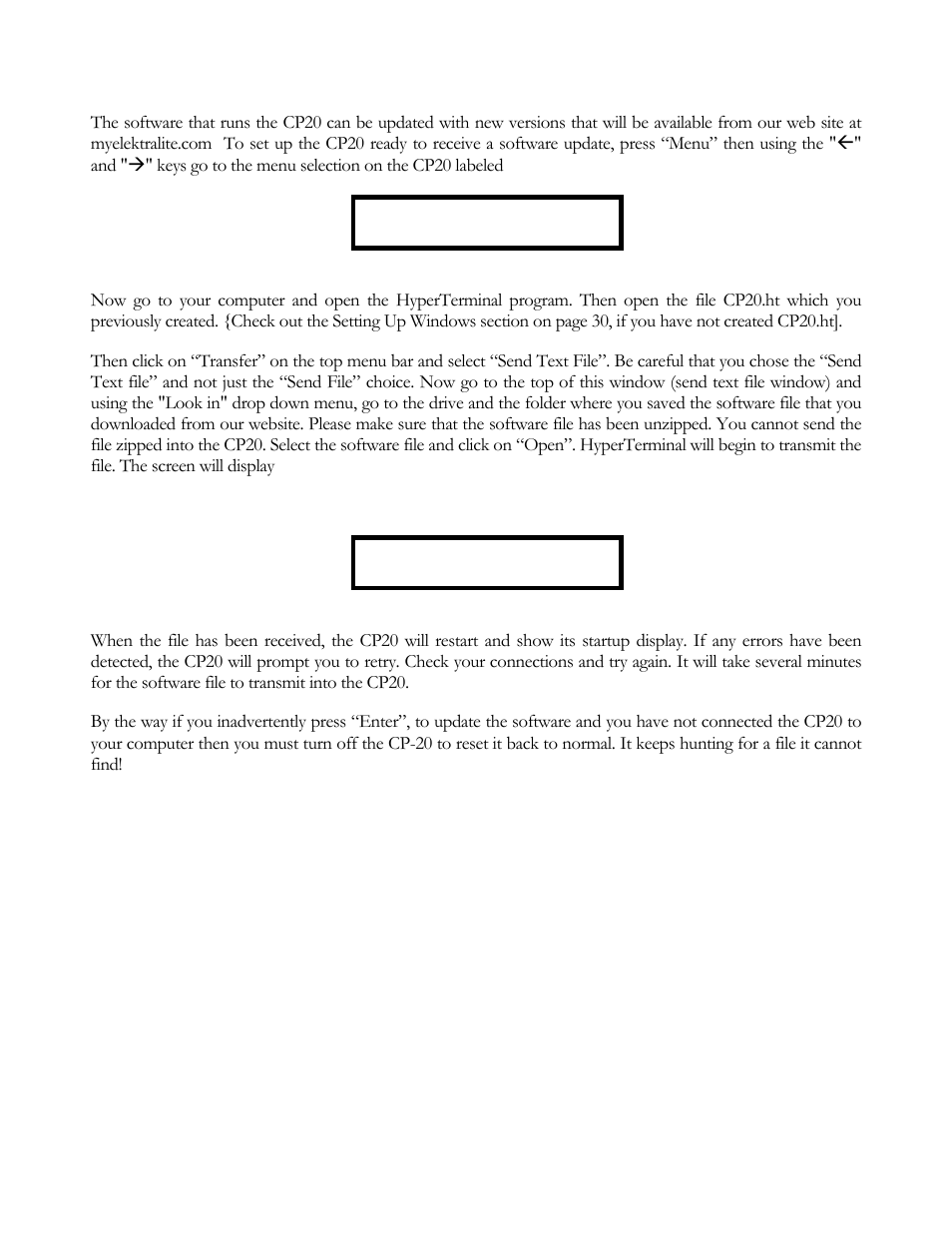 Updating software | elektraLite CP20 User Manual | Page 45 / 55