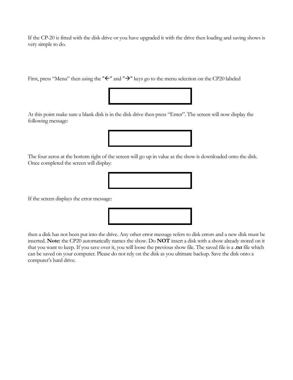 Cp-20 fitted with disk drive | elektraLite CP20 User Manual | Page 46 / 55