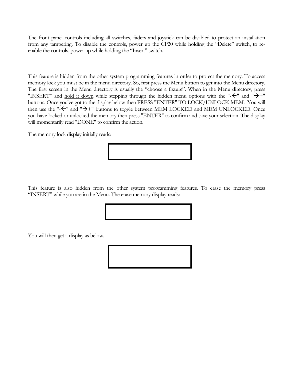 Control lock | elektraLite CP20 User Manual | Page 48 / 55