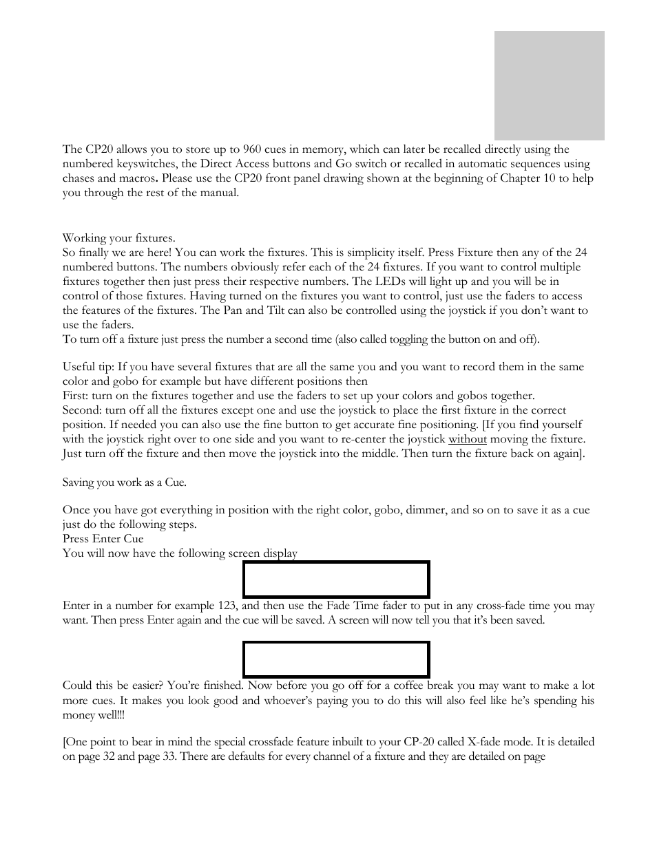 Cues | elektraLite CP20 User Manual | Page 8 / 55