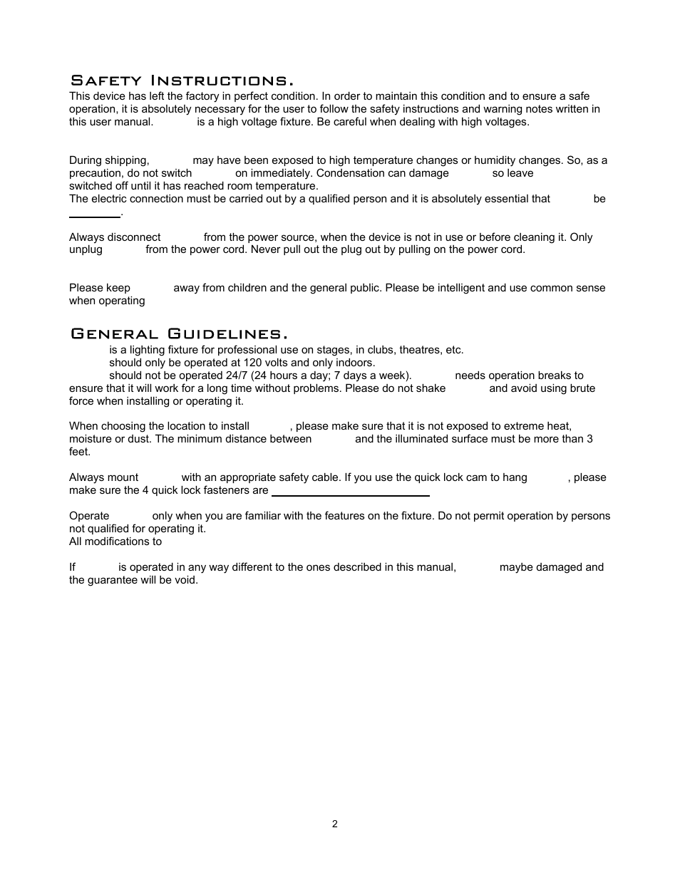 Safety instructions, General guidelines | elektraLite MM 150 User Manual | Page 3 / 19