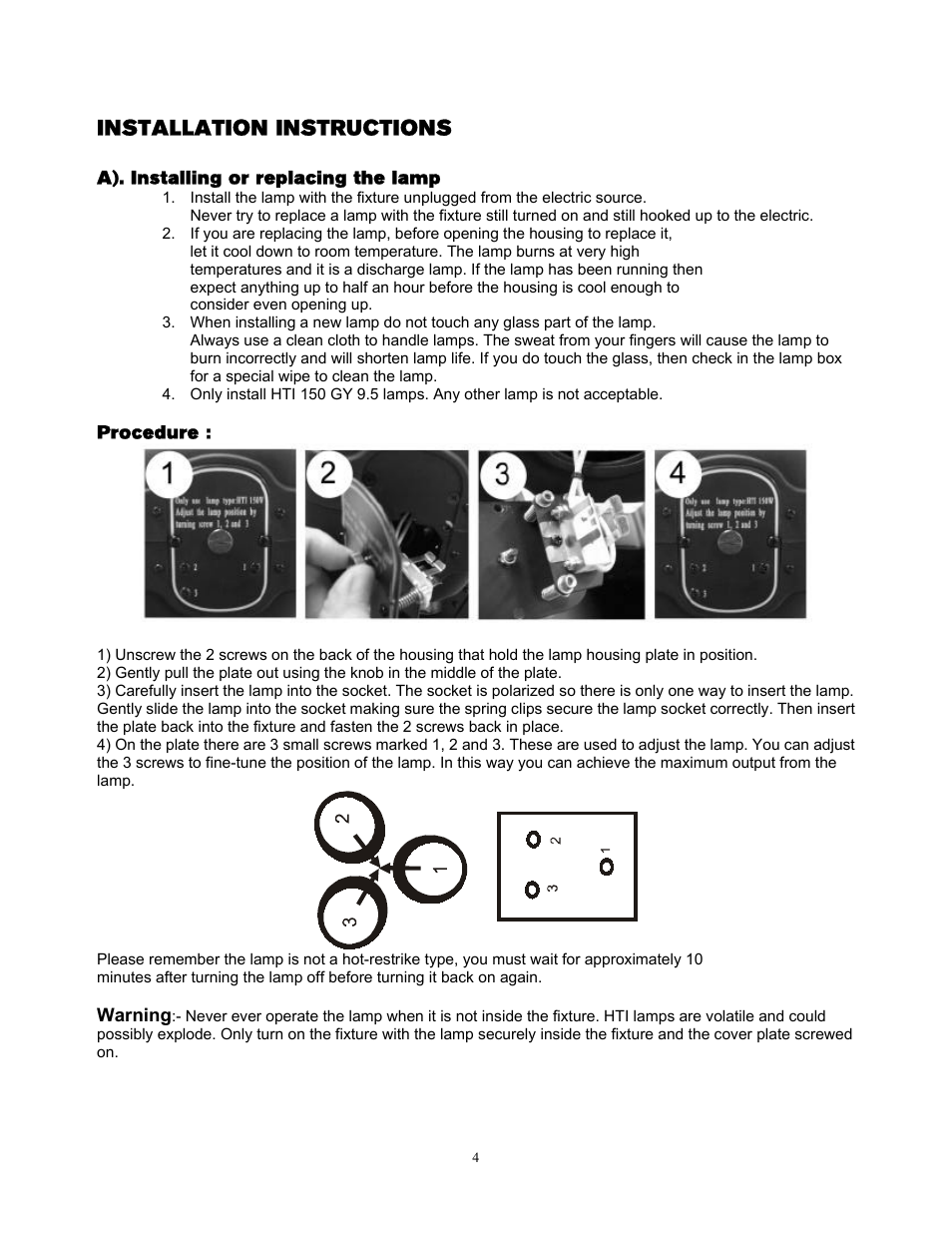 Installation instructions | elektraLite MY 150 User Manual | Page 5 / 23