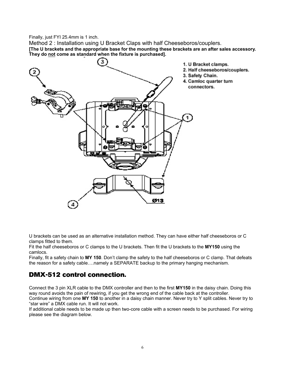 Dmx-512 control connection | elektraLite MY 150 User Manual | Page 7 / 23