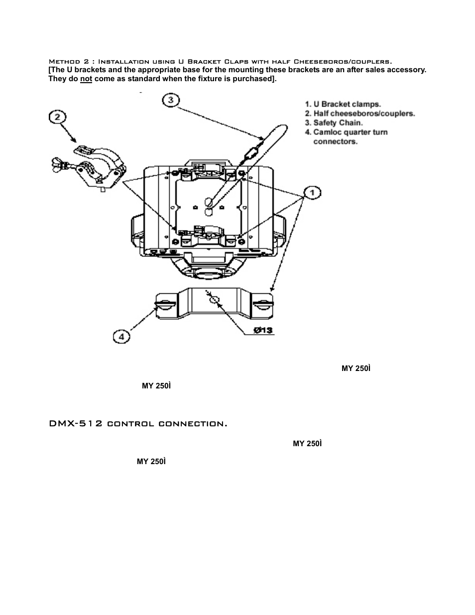 Dmx-512 control connection | elektraLite MY 250I User Manual | Page 7 / 25