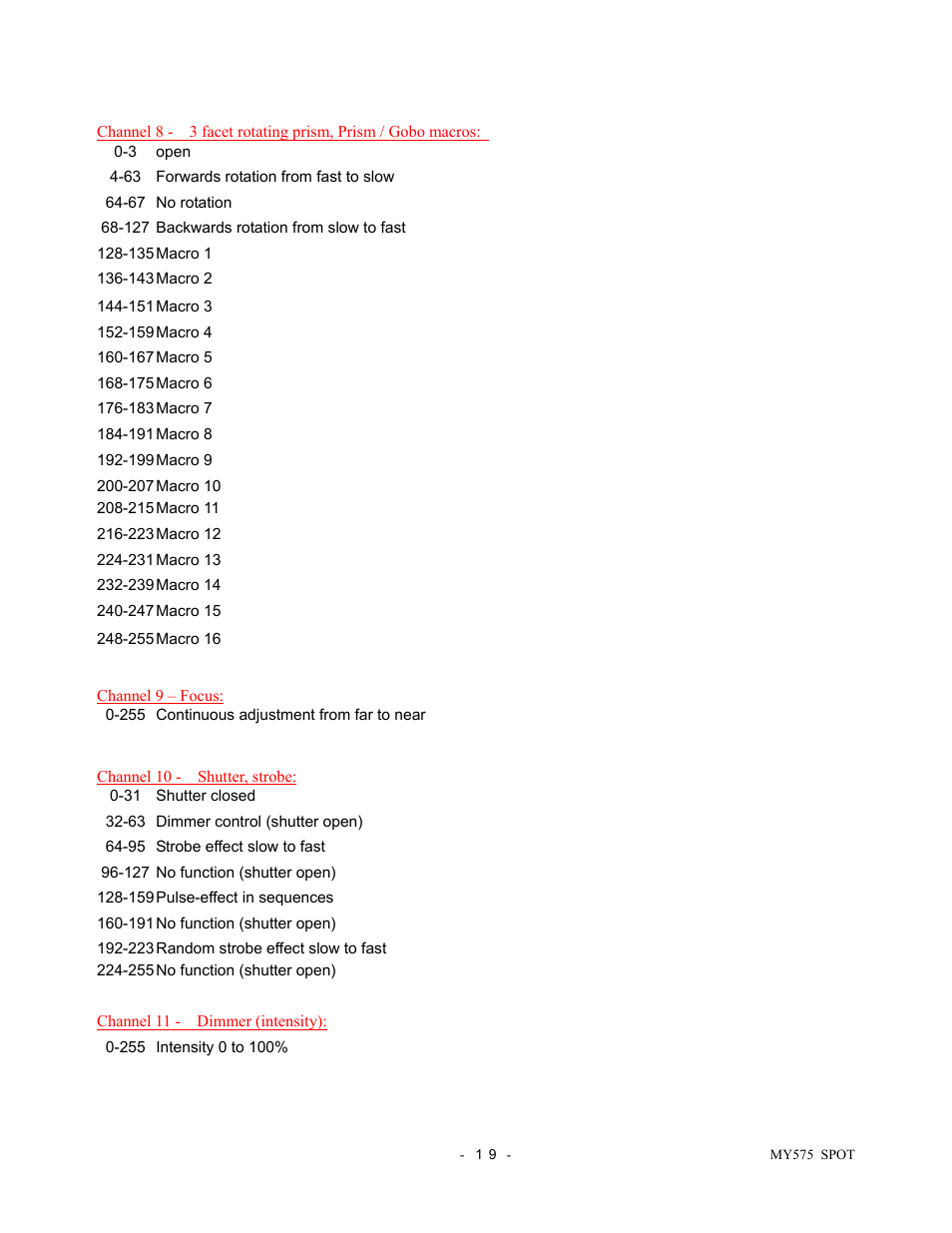 elektraLite Moving Yoke 120v Spot User Manual | Page 20 / 27