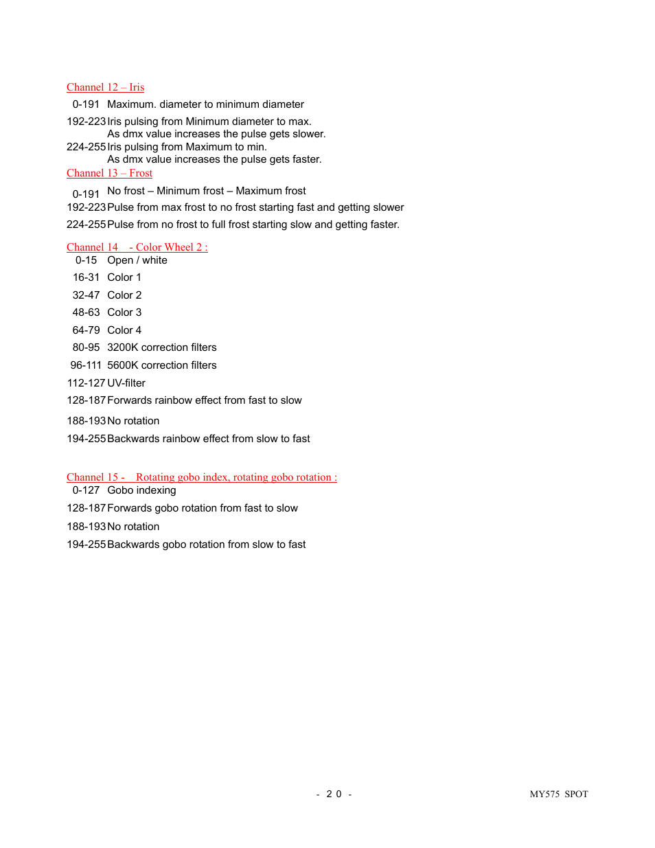 elektraLite Moving Yoke 120v Spot User Manual | Page 21 / 27