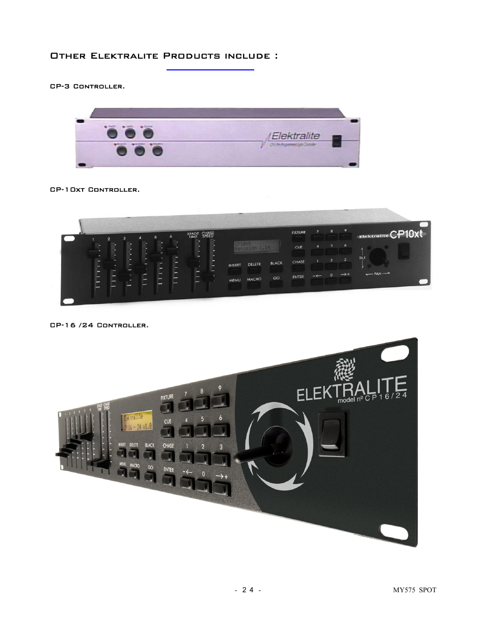 Other elektralite products include | elektraLite Moving Yoke 120v Spot User Manual | Page 25 / 27