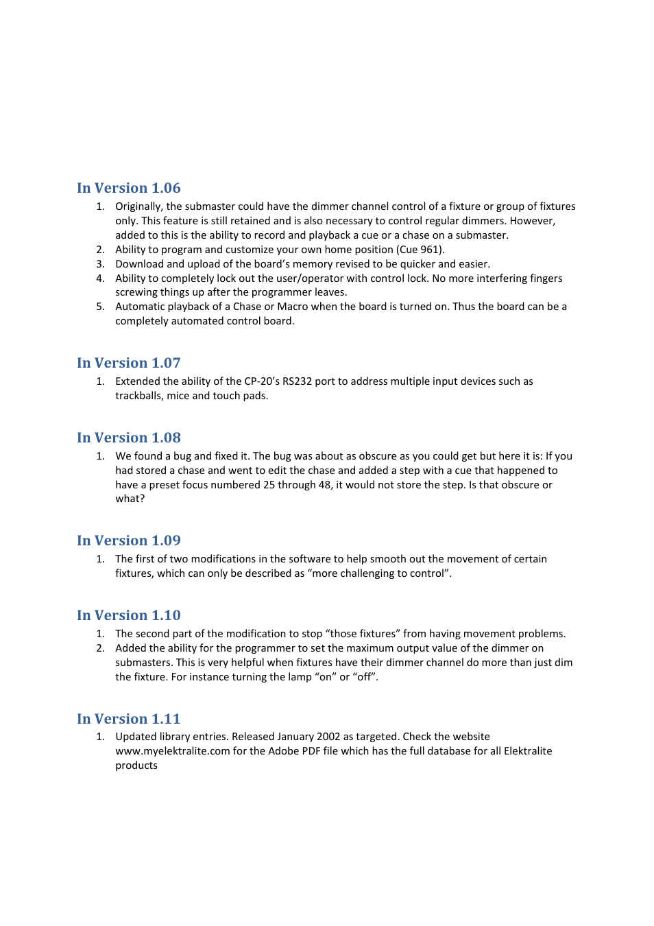 elektraLite CP20xt User Manual | 3 pages