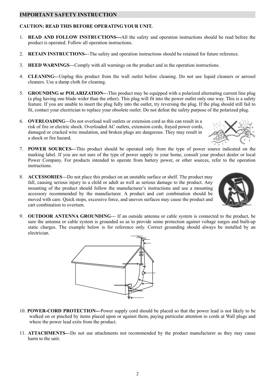 Important safety instruction | Ferguson AV-660 User Manual | Page 3 / 23