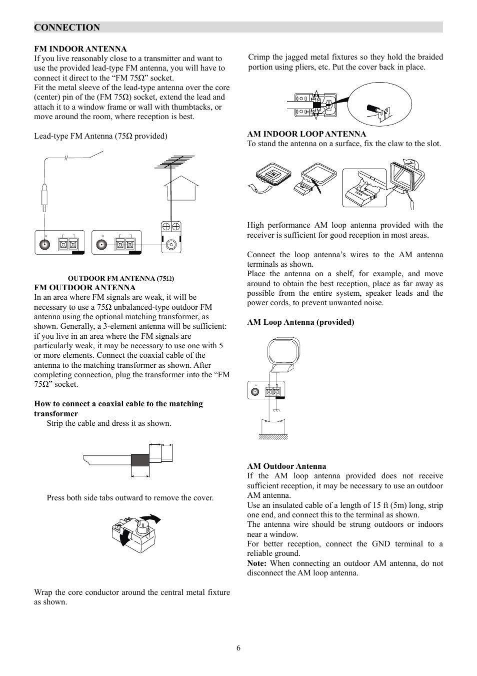 Connection, Press both side tabs outward to remove the cover | Ferguson AV-660 User Manual | Page 7 / 23