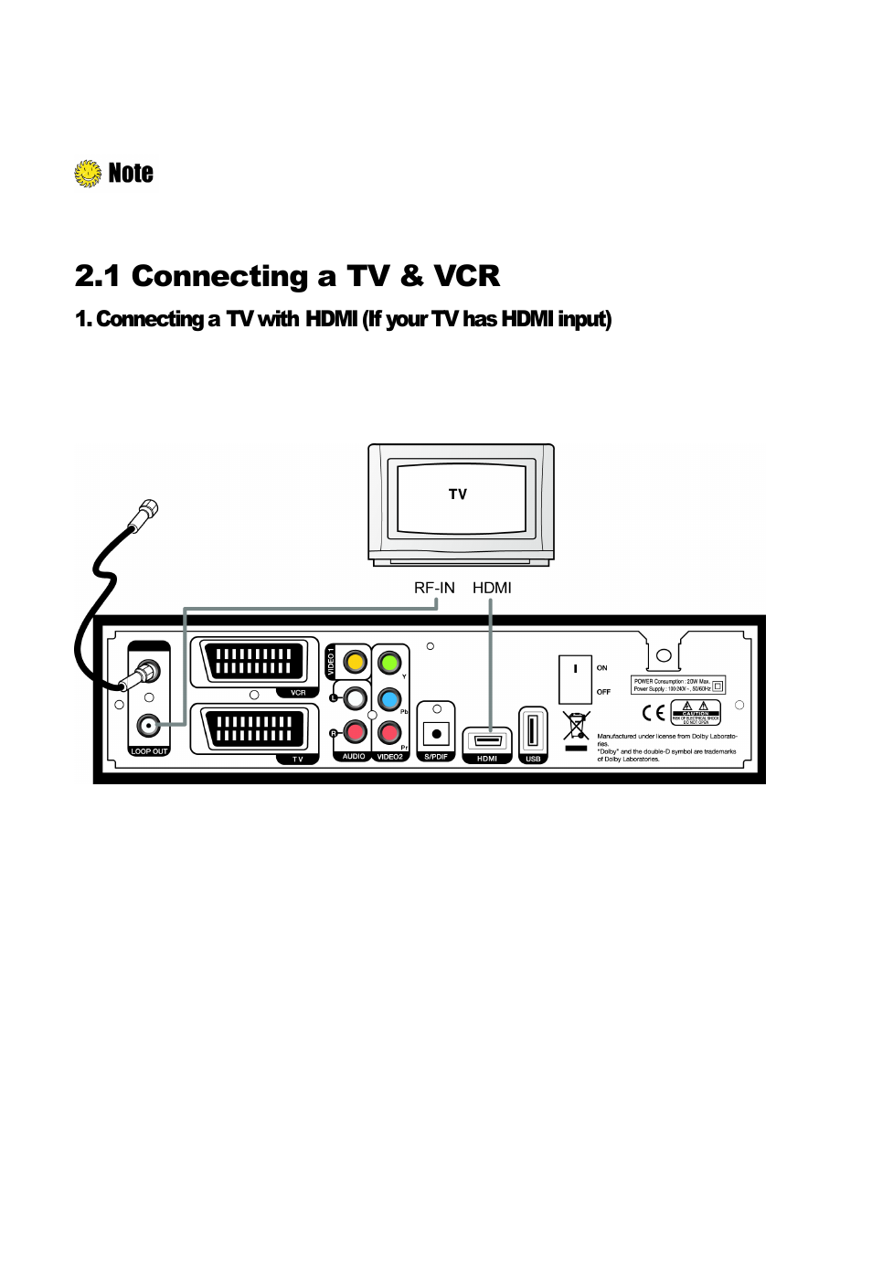 1 connecting a tv & vcr | Ferguson AC-8000 HD User Manual | Page 16 / 55