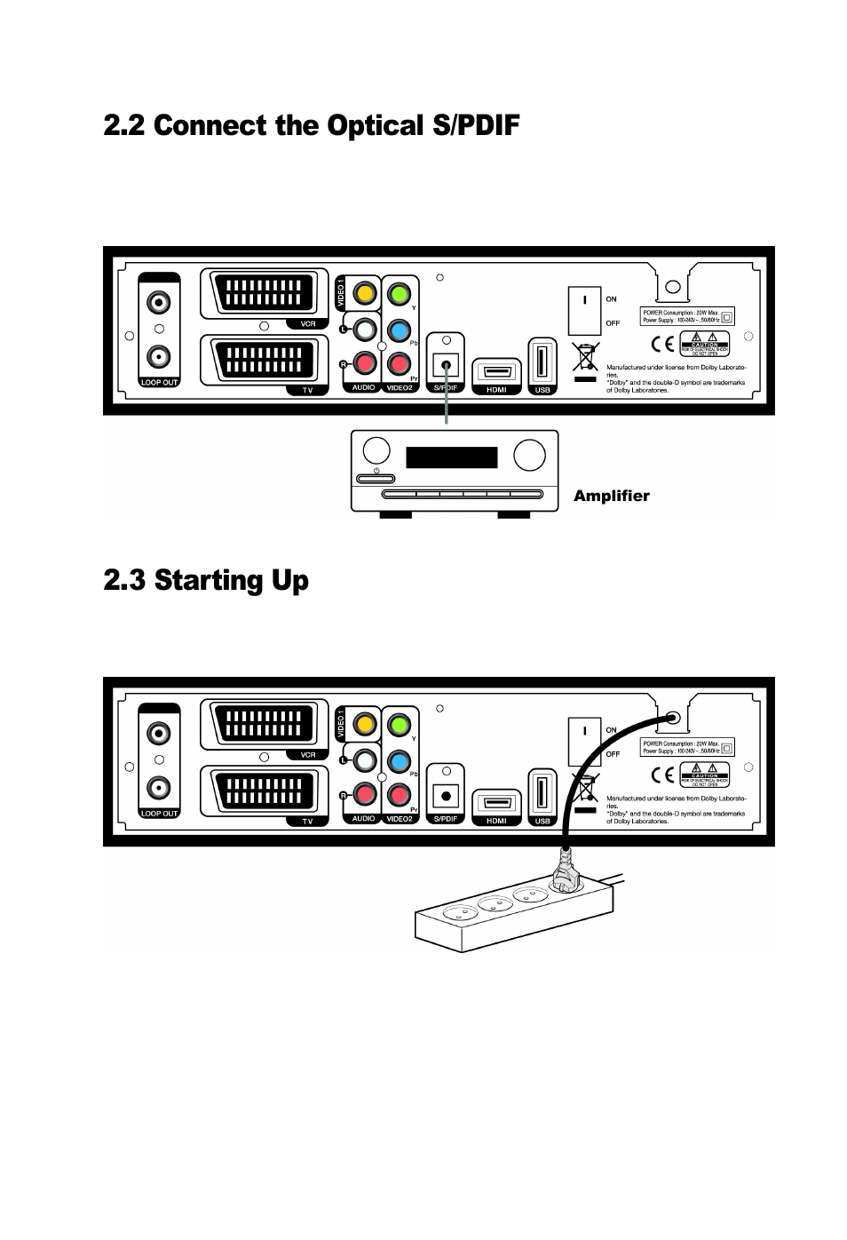 2 connect the optical s/pdif, 3 starting up | Ferguson AC-8000 HD User Manual | Page 19 / 55