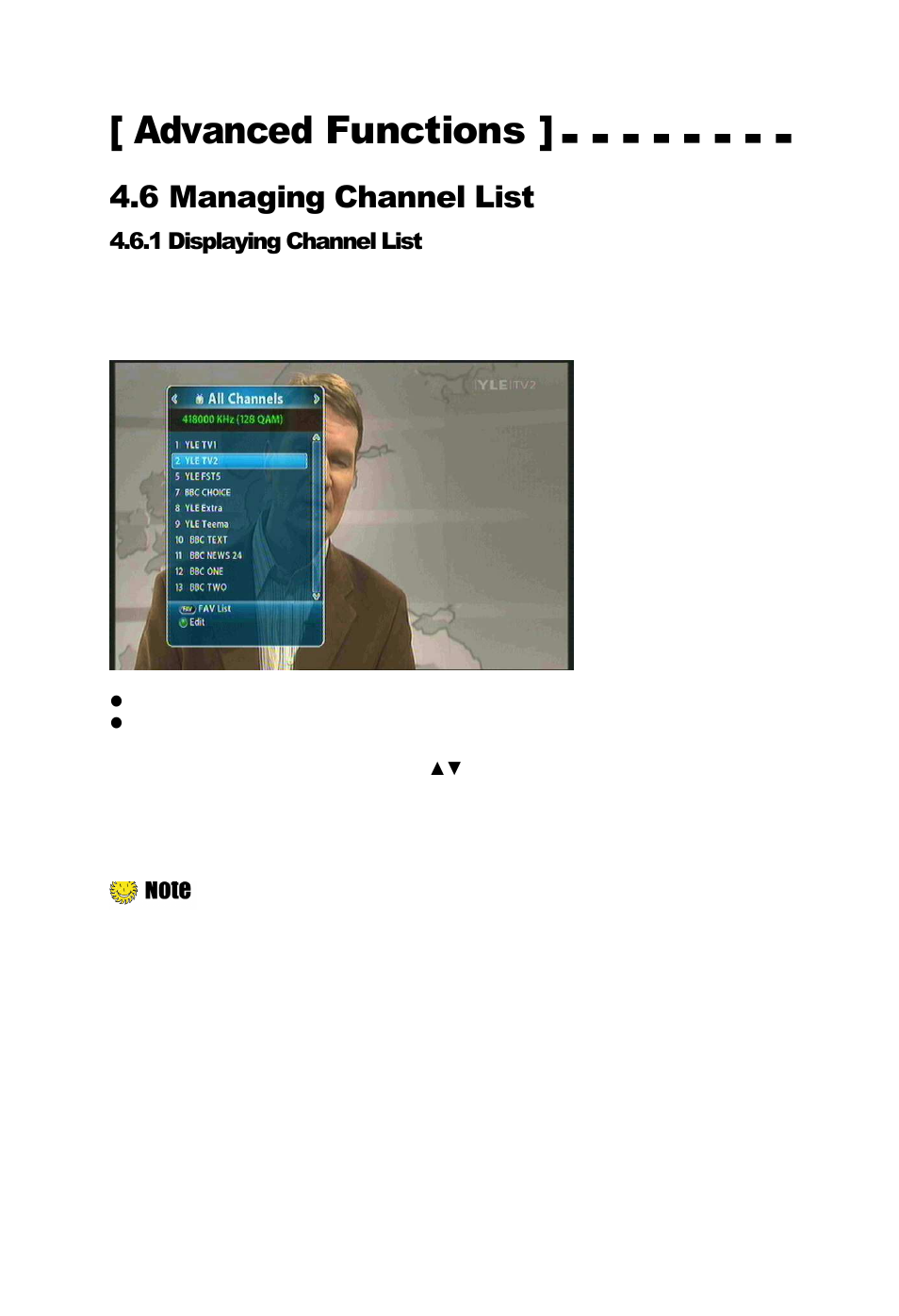 Advanced functions, 6 managing channel list | Ferguson AC-8000 HD User Manual | Page 33 / 55
