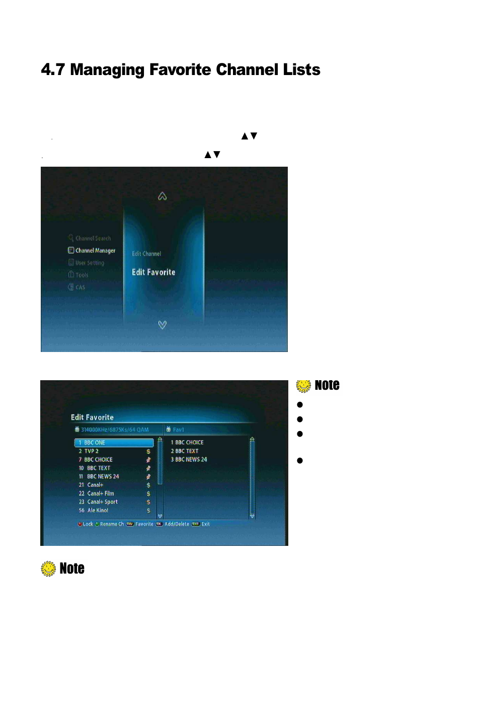 7 managing favorite channel lists | Ferguson AC-8000 HD User Manual | Page 36 / 55