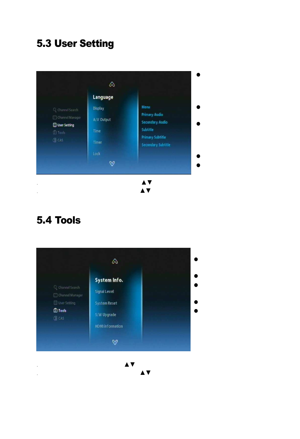 3 user setting, 4 tools | Ferguson AC-8000 HD User Manual | Page 45 / 55
