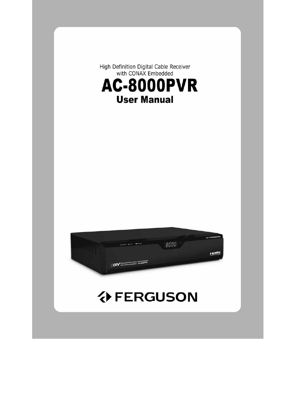 Ferguson AC 8000 PVR User Manual | 58 pages