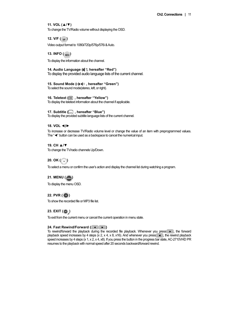 Ferguson AC 8000 PVR User Manual | Page 11 / 58