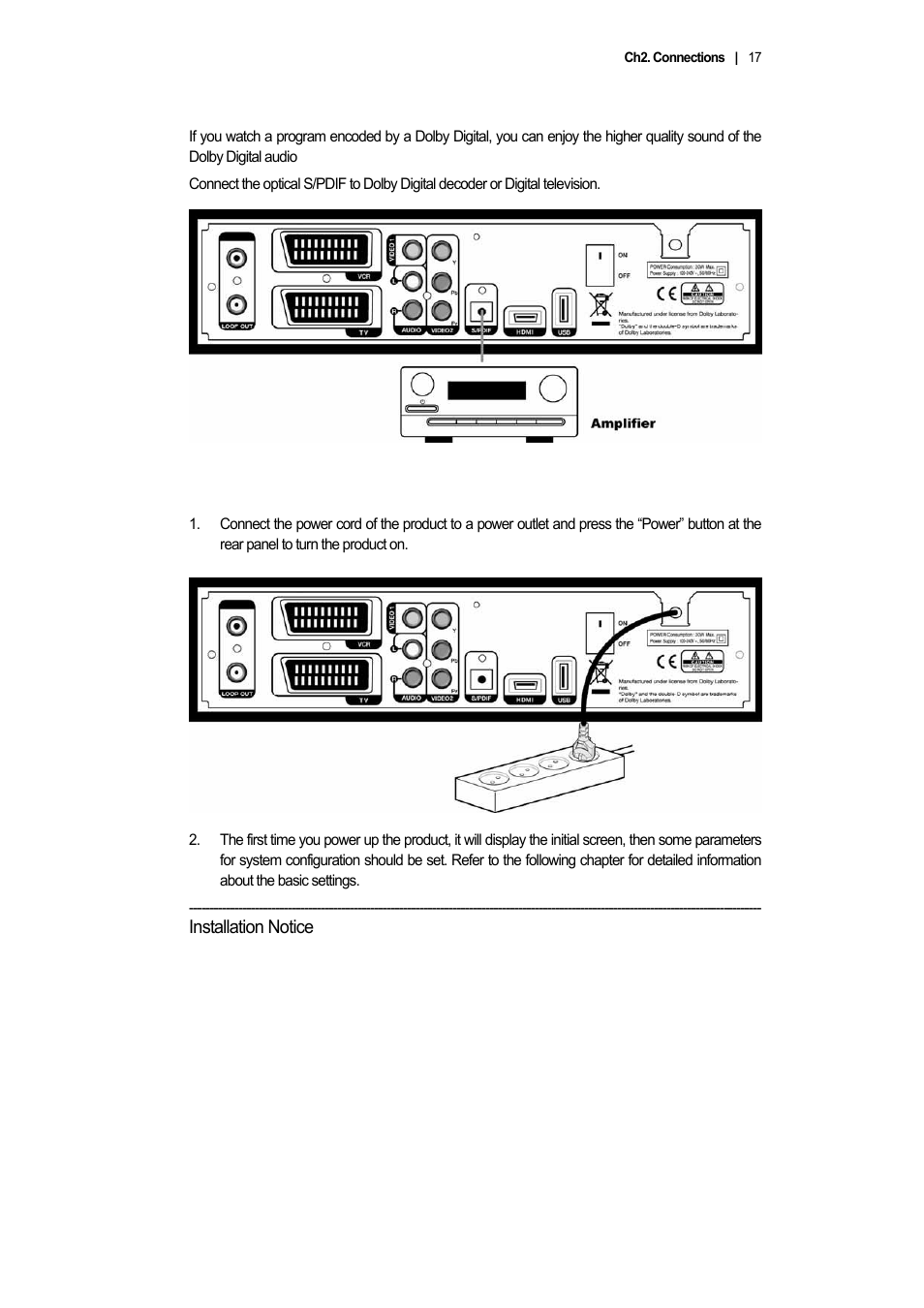 2 connect the optical s/pdif, 3 starting up | Ferguson AC 8000 PVR User Manual | Page 17 / 58