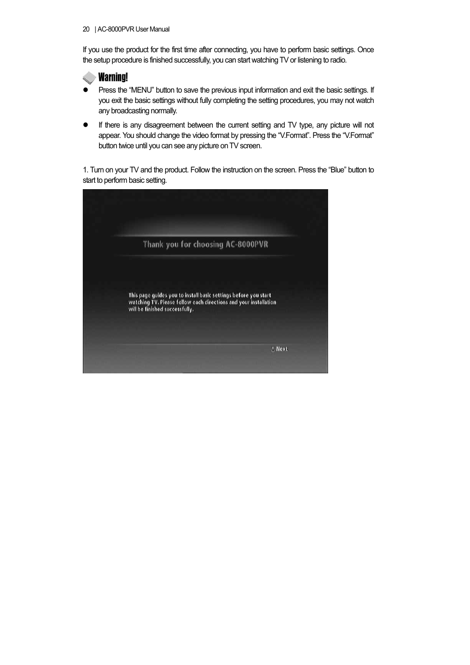 Ferguson AC 8000 PVR User Manual | Page 20 / 58