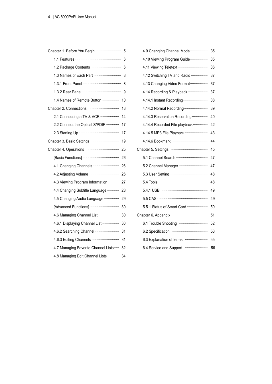 Ferguson AC 8000 PVR User Manual | Page 4 / 58