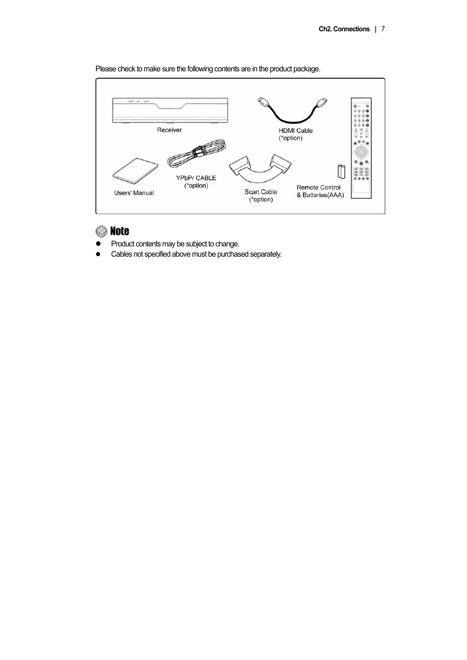 2 package contents | Ferguson AC 8000 PVR User Manual | Page 7 / 58