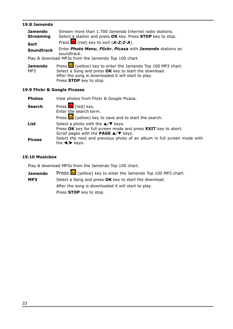 8 jamendo, 9 flickr & google picassa, 10 musicbox | Ferguson Ariva Link TT User Manual | Page 33 / 39