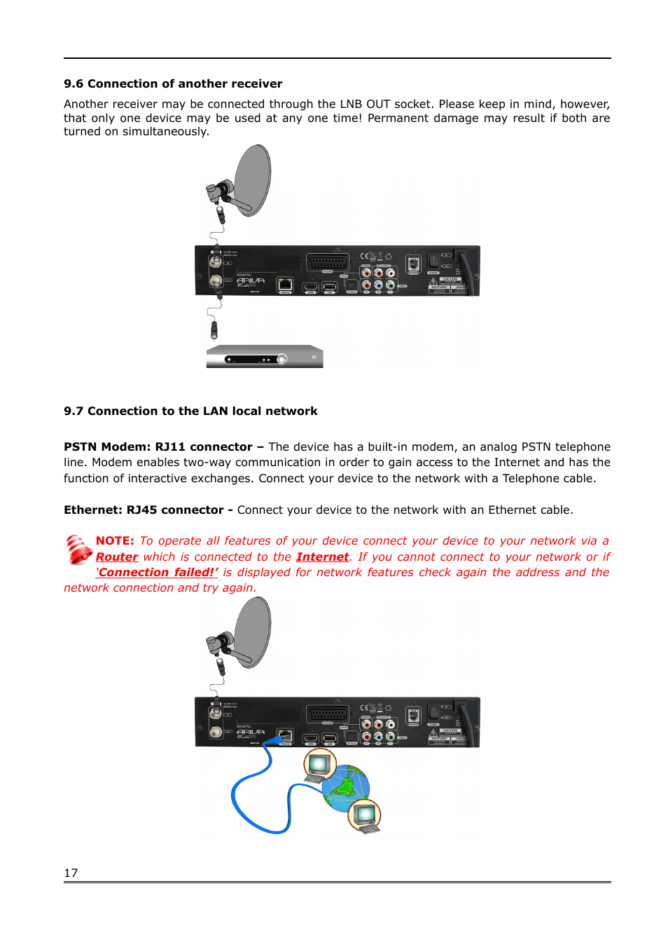 6 connection of another receiver, 7 connection to the lan local network | Ferguson Ariva Link 200 User Manual | Page 17 / 45