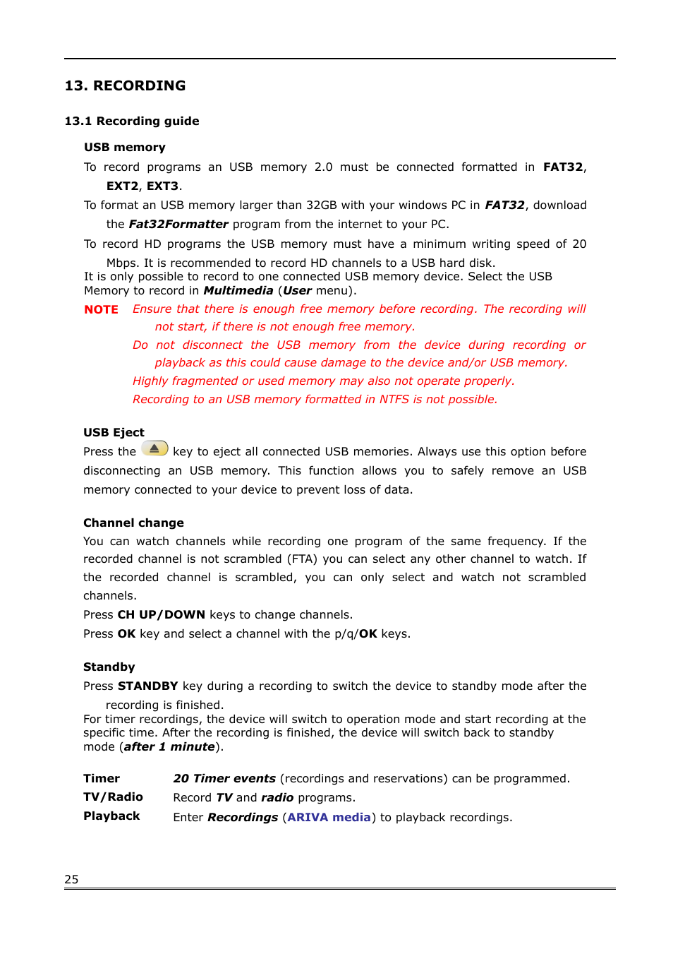 Recording, 1 recording guide | Ferguson Ariva Link 200 User Manual | Page 25 / 45