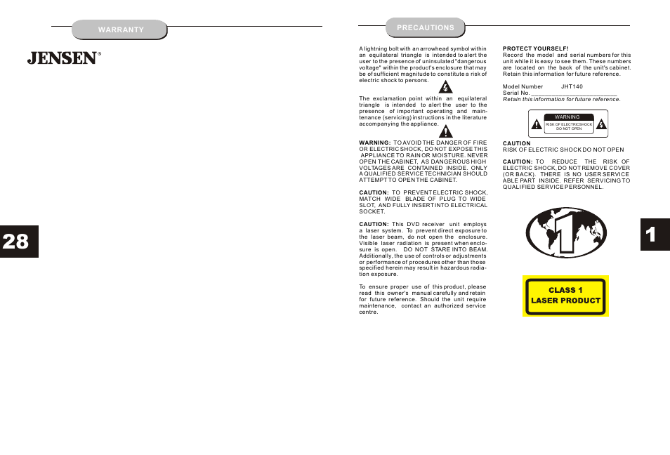 Audiovox JHT140 User Manual | Page 2 / 15