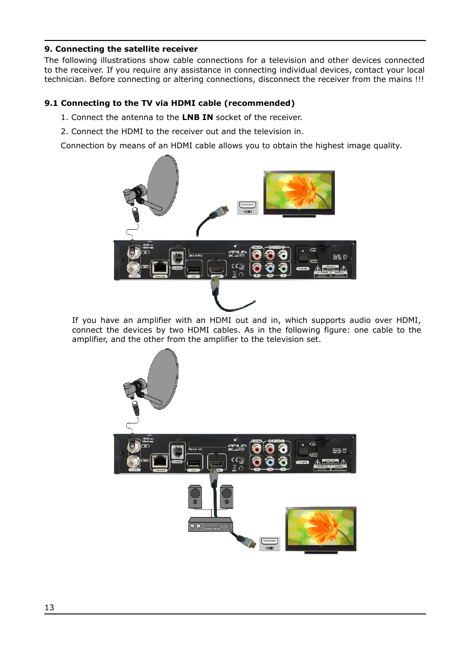 Connecting the satellite receiver | Ferguson Ariva Link 100 User Manual | Page 13 / 37