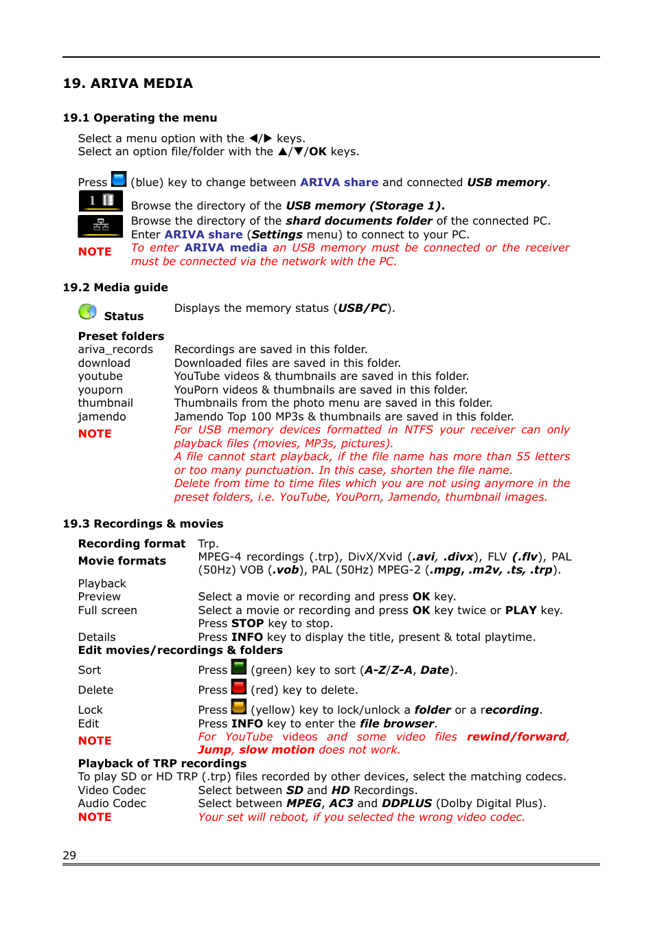 Ariva media, 1 operating the menu, 2 media guide | 3 recordings & movies | Ferguson Ariva Link 100 User Manual | Page 29 / 37