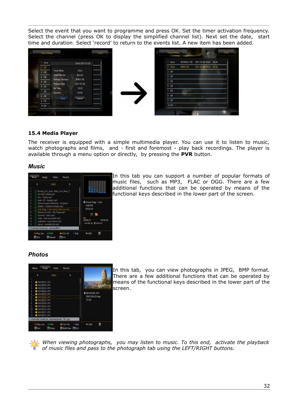 4 media player, Music, Photos | Ferguson Ariva 252Combo User Manual | Page 32 / 54