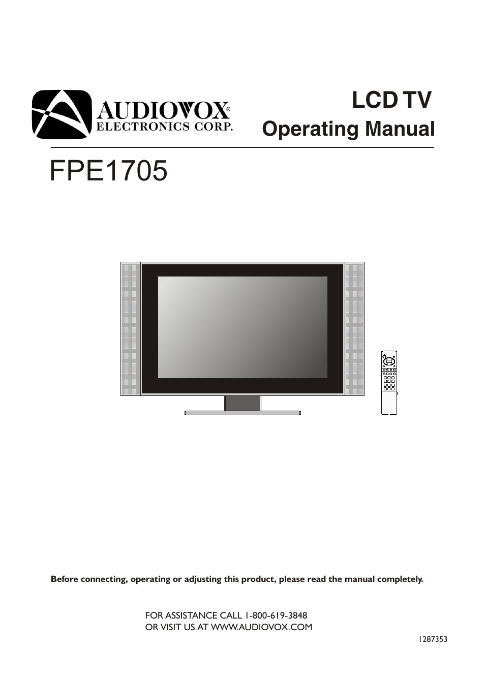 Audiovox FPE1705 User Manual | 37 pages