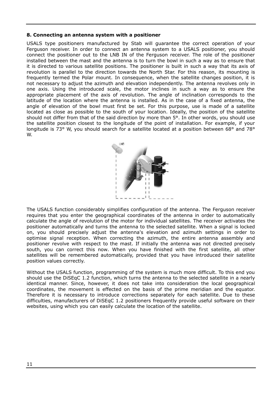 Connecting an antenna system with a positioner | Ferguson Ariva 220Combo User Manual | Page 11 / 52