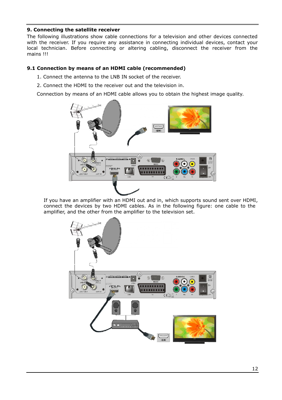 Connecting the satellite receiver | Ferguson Ariva 220Combo User Manual | Page 12 / 52