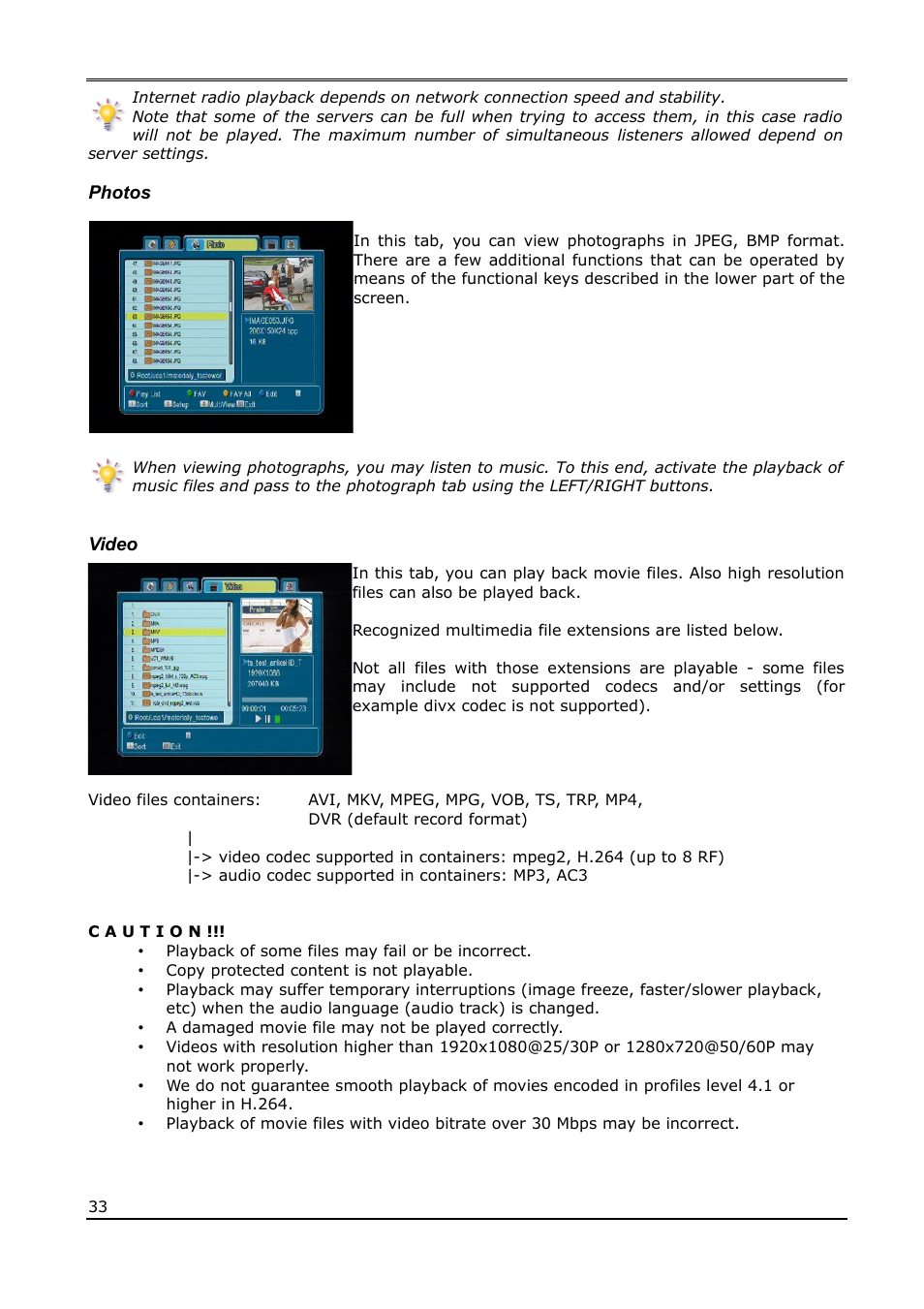 Photos, Video | Ferguson Ariva 220Combo User Manual | Page 33 / 52