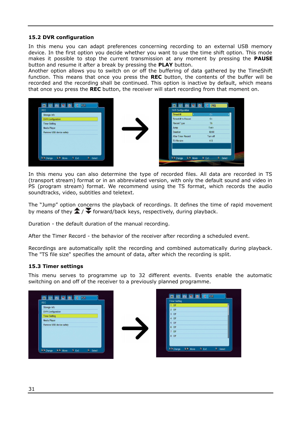 2 dvr configuration, 3 timer settings | Ferguson Ariva 210Combo User Manual | Page 31 / 46