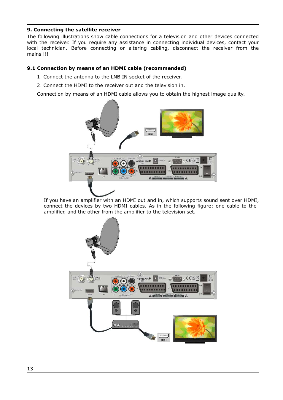 Connecting the satellite receiver | Ferguson Ariva 200 User Manual | Page 13 / 60