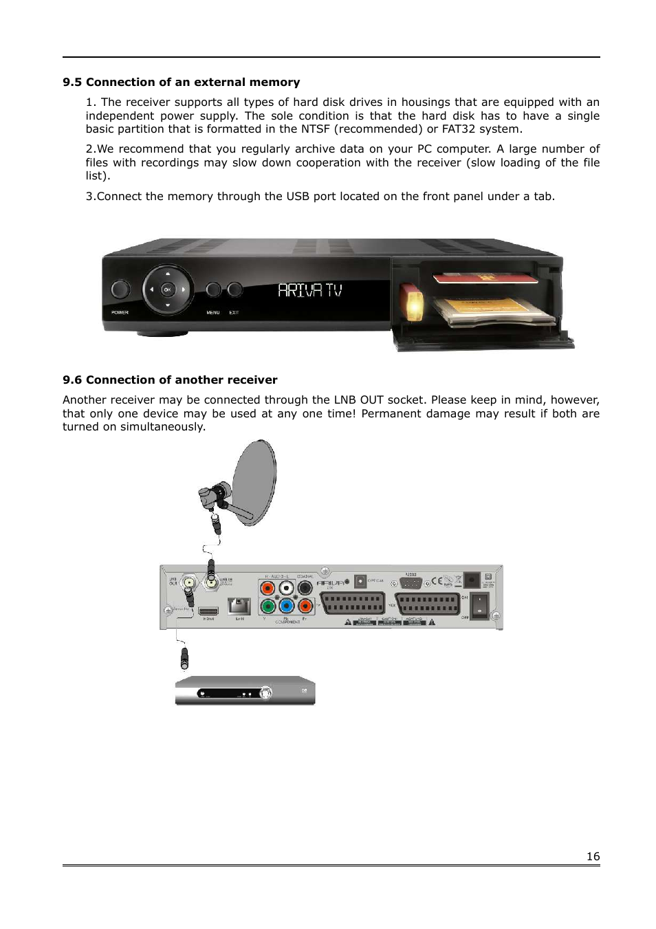 5 connection of an external memory, 6 connection of another receiver | Ferguson Ariva 200 User Manual | Page 16 / 60