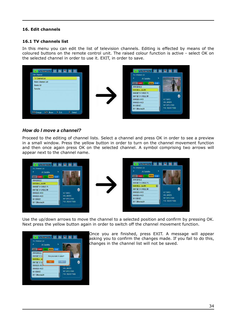 Edit channels, 1 tv channels list, How do i move a channel | Ferguson Ariva 200 User Manual | Page 34 / 60